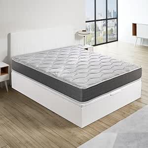 ROYAL SLEEP - Pack Descanso Montaje y Retirada de Usado Incluido | Colchón Viscoelástico Ceramic 23cm | 150x190 | Canapé Abatible Madera Gran Capacidad Blanco