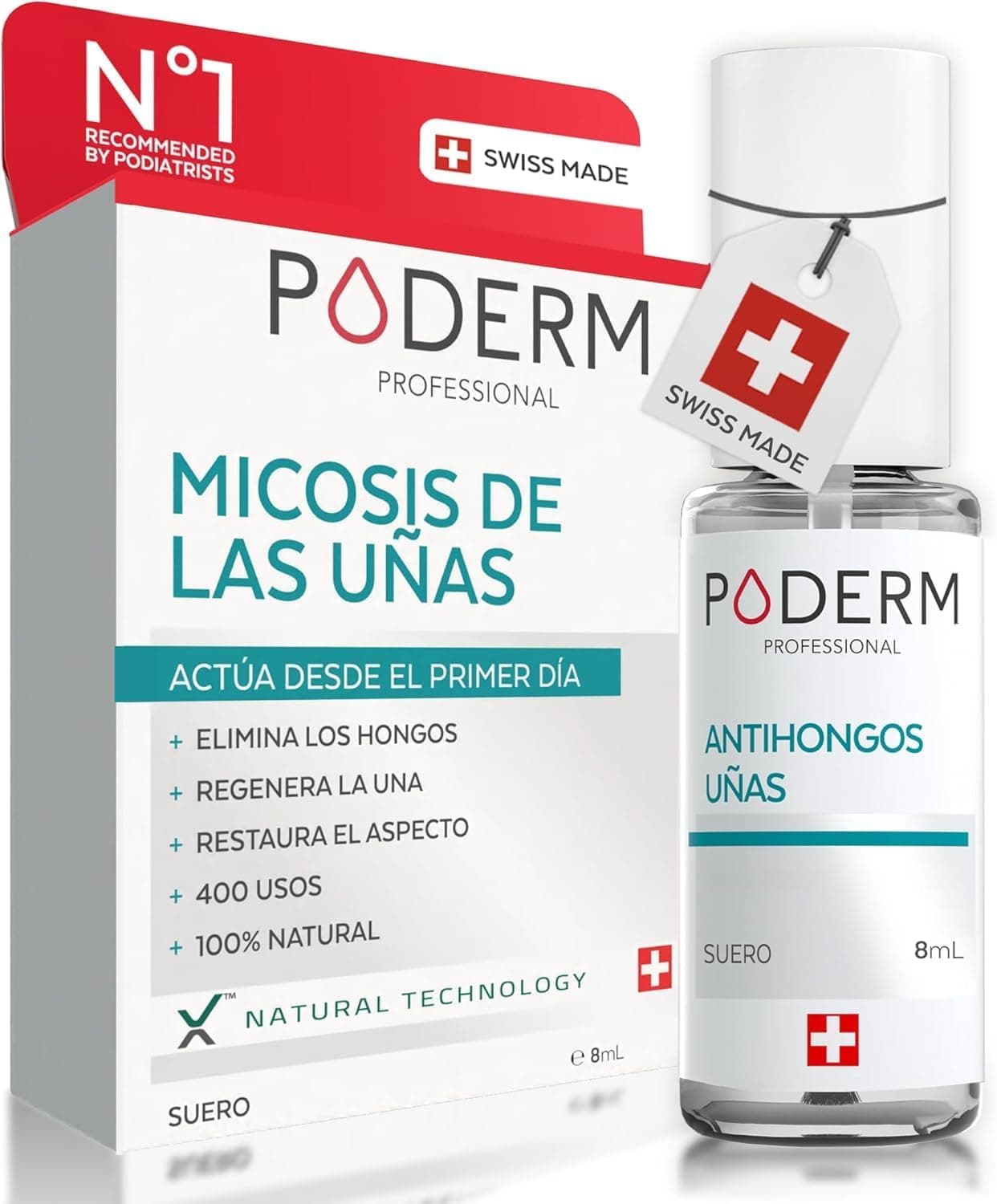 PODERM - TRATAMIENTO HONGOS UÑAS PIES | Plantas excepcionales potentes antihongos, reparadoras, purificantes y revitalizantes | Cuidado profesional pie/mano | Fácil y rápido | Hecho en Suiza