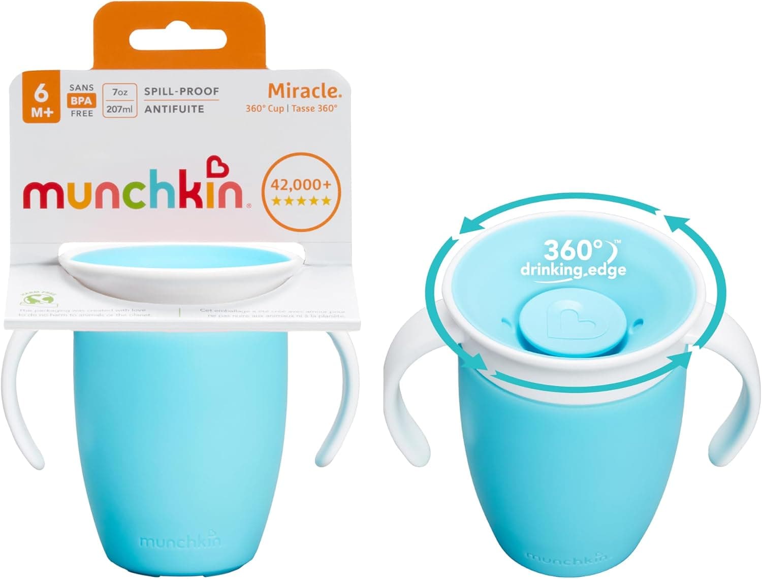Munchkin 2 Pack Taza Milagro 360 Bebé | 207ml | 6m+ | Azul