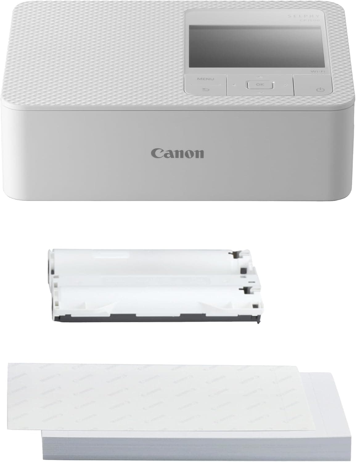 Canon Kit de Papel para Impresora fotográfica portátil SELPHY CP1500, Blanco - Impresora Bluetooth inalámbrica con Accesorios - Compacta y Ligera - con 54 Hojas de Papel 4x6