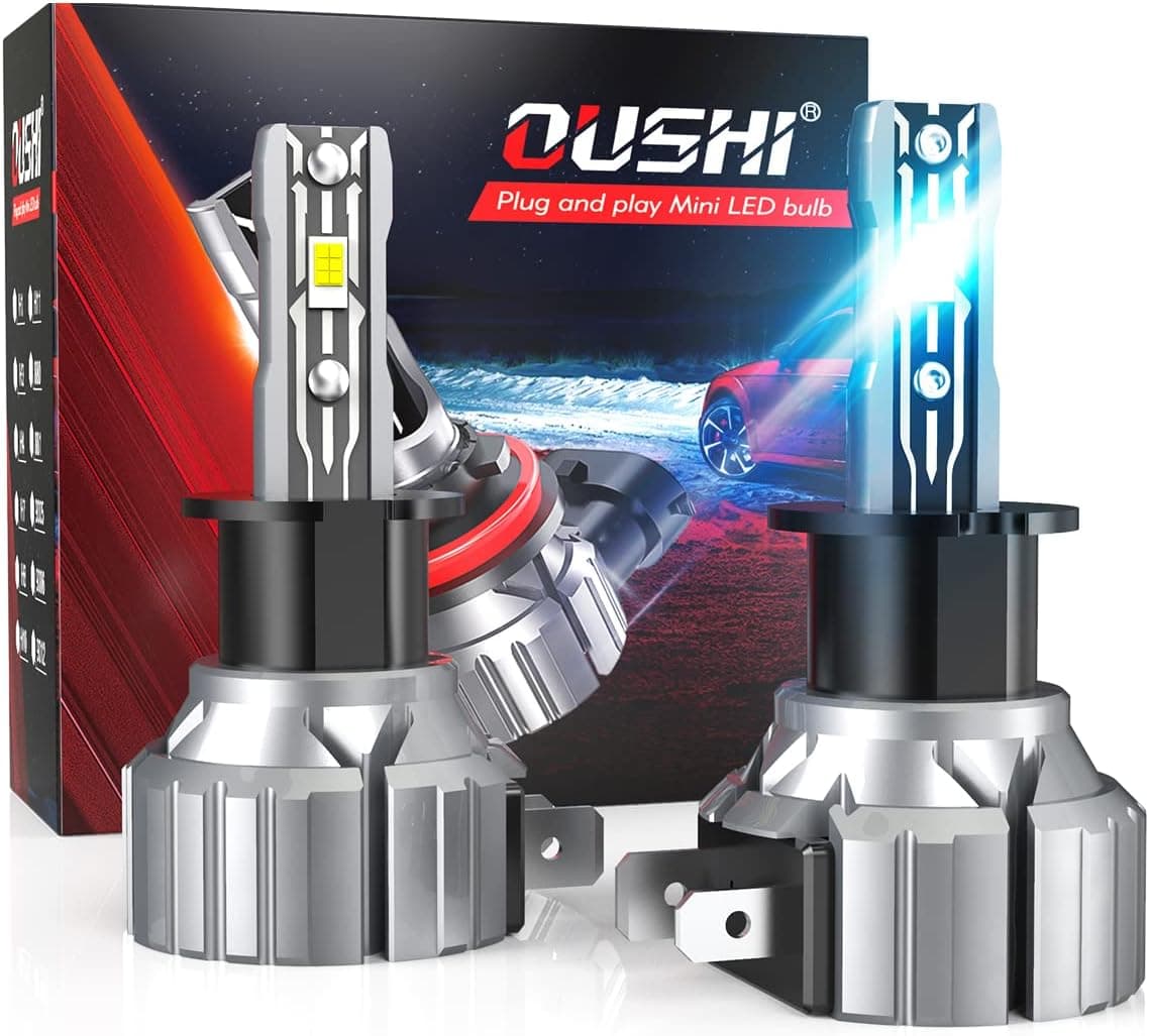 OUSHI Bombilla H3 LED 55W, Canbus LED H3 Kit De Conversión De Luz Antiniebla Para Automóvil, Impermeable 12000LM Bombillas Para Luces Antiniebla, 6000K Xenón Blanco (2 piezas)