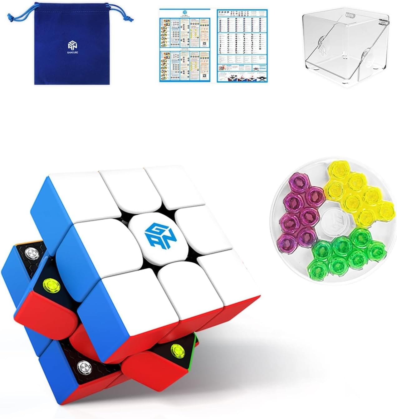 Gan 356M 3x3 Magnético Speed Cube, 356 M Mejor Cubo Mágico con 48 Imanes/4 Tipos de Elasticidad- Rotación rápida y Suave, Resistente y Duradero, Profesional Original Iman-tado Puzzle (Standard)