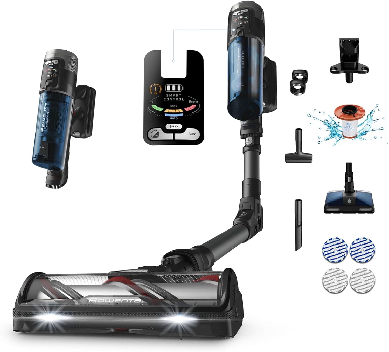 Rowenta X-Force Flex 12.60 Neo , Aspiradora Escoba Sin Cable, Potencia de Limpieza Profunda, Cabezal Aqua con Tecnología Aerospin, Tecnología Flex, Pantalla Smart Control, RH9LC0WO