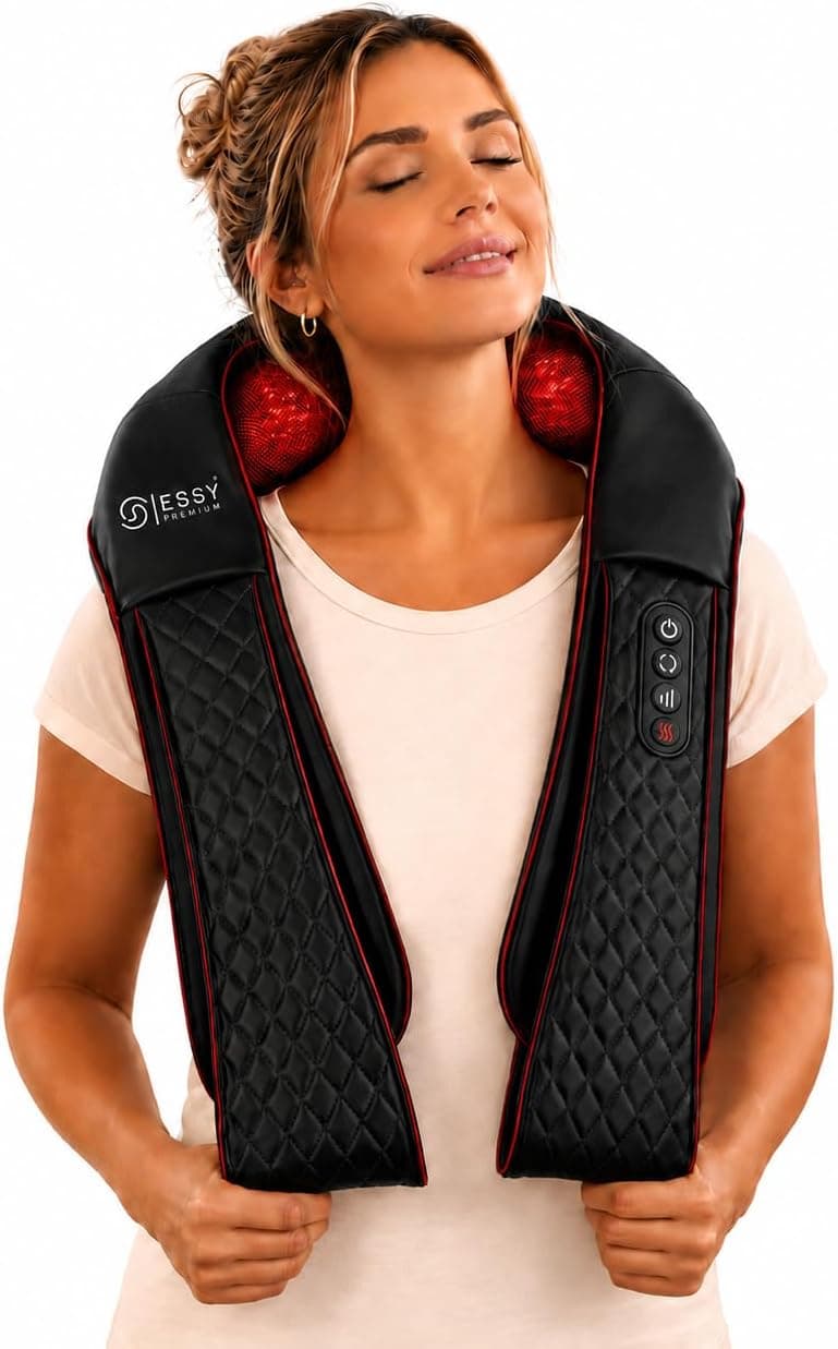 Essy Massaggiatore Cervicale Shiatsu con Calore, Spalle, Schiena, Gambe