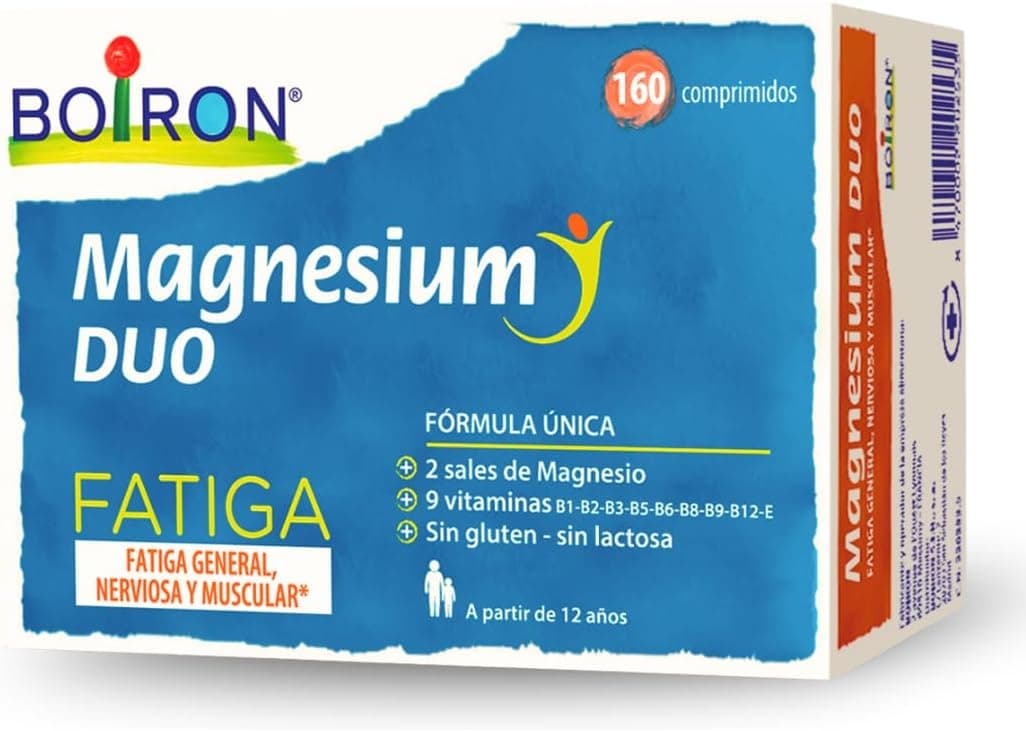 Boiron Magnesium Duo Fatiga 160 Comprimidos | 2 Sales de Magnesio y 9 Vitaminas | Contribuye a disminuir la sensación de fatiga y cansancio.