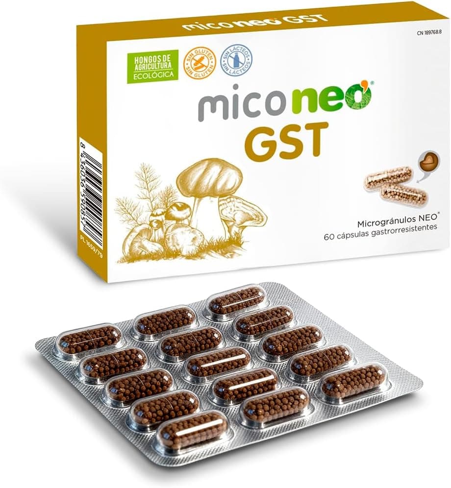 Mico NEO | GST | 60 Cápsulas | Con Reishi, Melena de León, Shiitake y Cúrcuma | Suplemento Elaborado con Hongos | Apoyo Digestivo Natural