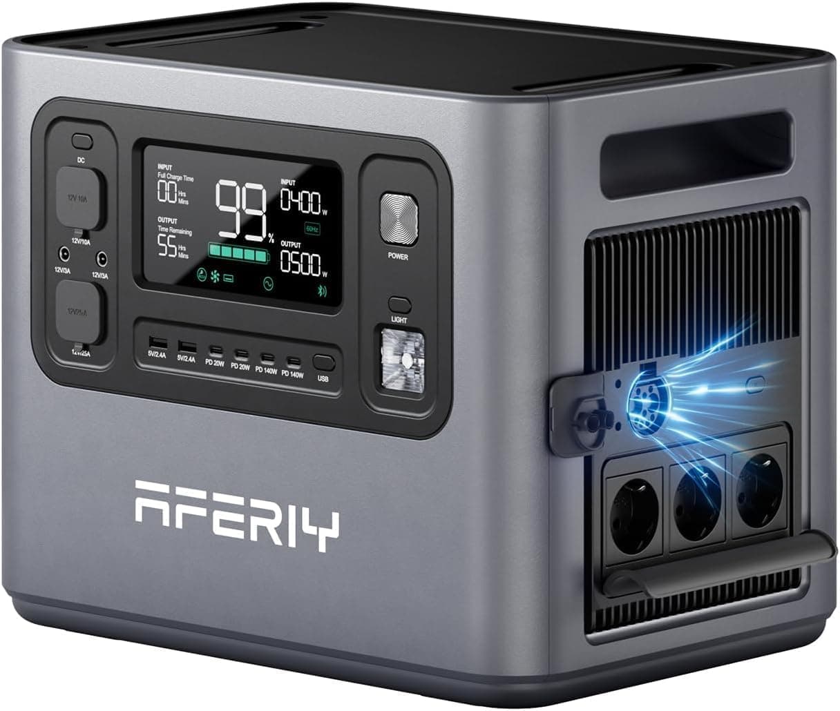 AFERIY 2025 Nueva Estación Energía Portátil 2800W, 2048Wh LiFePO4, Carga Rápida En 1,5H, 13 Salidas, Onda Sinusoidal Pura 230V, Sai, Ampliable A 4096Wh, Generador Solar Para Acampadas Oficina En Casa