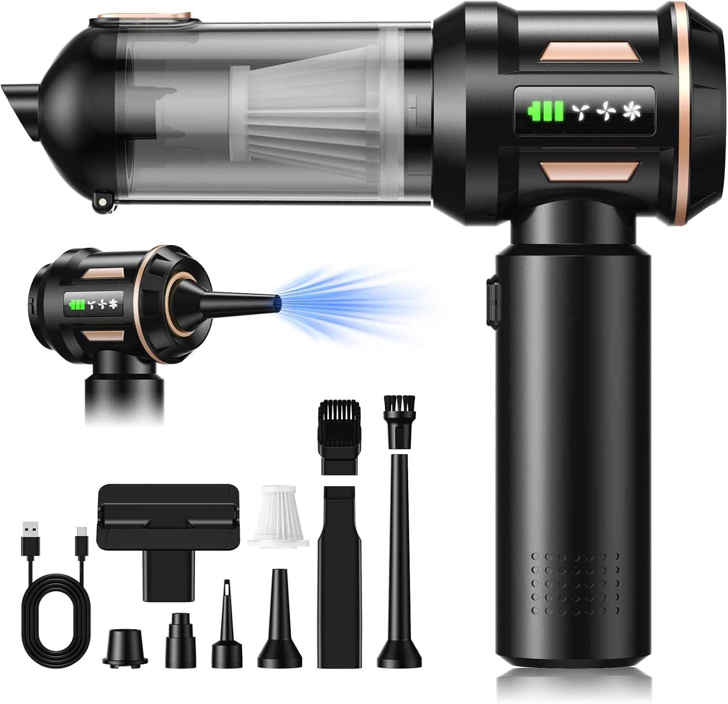 SLOKSFil 2026 Aspiradora de Mano,28000PA Aspiradora Mini 4 en 1 Sin Cable, Autovaciado con un Solo Botón y, 3 Niveles de Succión Motor sin Escobillas, para el/HogarPelos/Animales/Cocina (HL138)