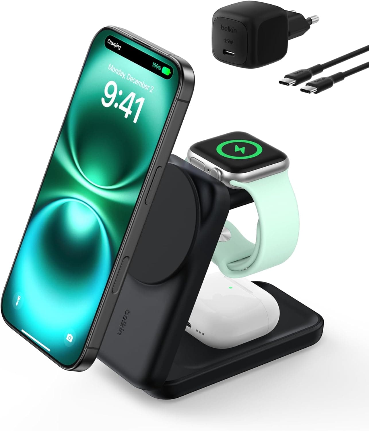Belkin UltraCharge Cargador Inalámbrico Magnético con Qi2 de 25 W - Negro
