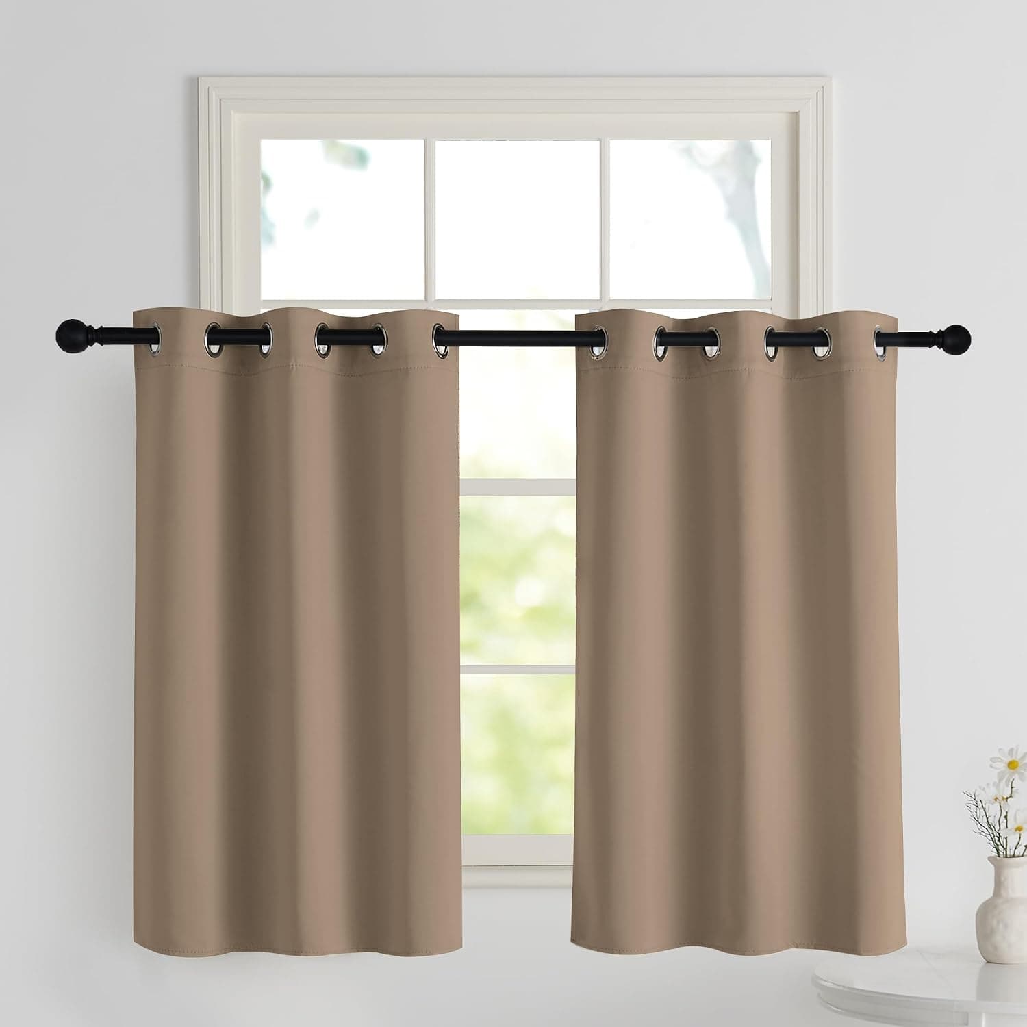 PONY DANCE Cortinas Opacas y Termicas Aislantes para Cocina,2 Piezas