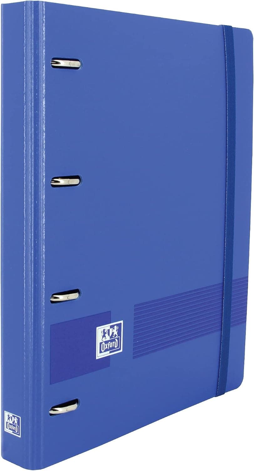Oxford Live & Go Archivador A4+ 4 Anillas con Recambio 100 Hojas, Azul