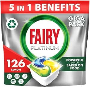 Fairy Platinum Cápsulas Lavavajillas Para Máquina Limón, 126 Cápsulas