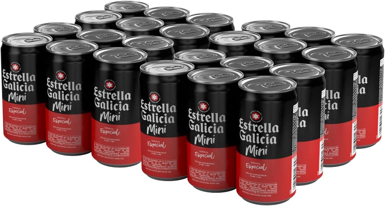 Estrella Galicia - Especial Mini, Cerveza Lager, 24 Latas x 25 cl