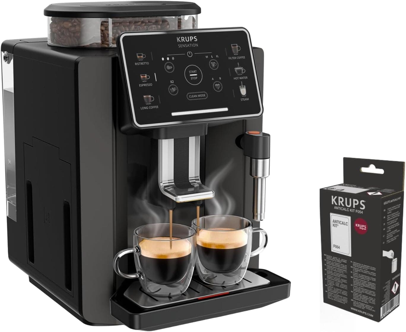 KRUPS Sensation, Cafetera Superautomática, 5 Bebidas, Espumador