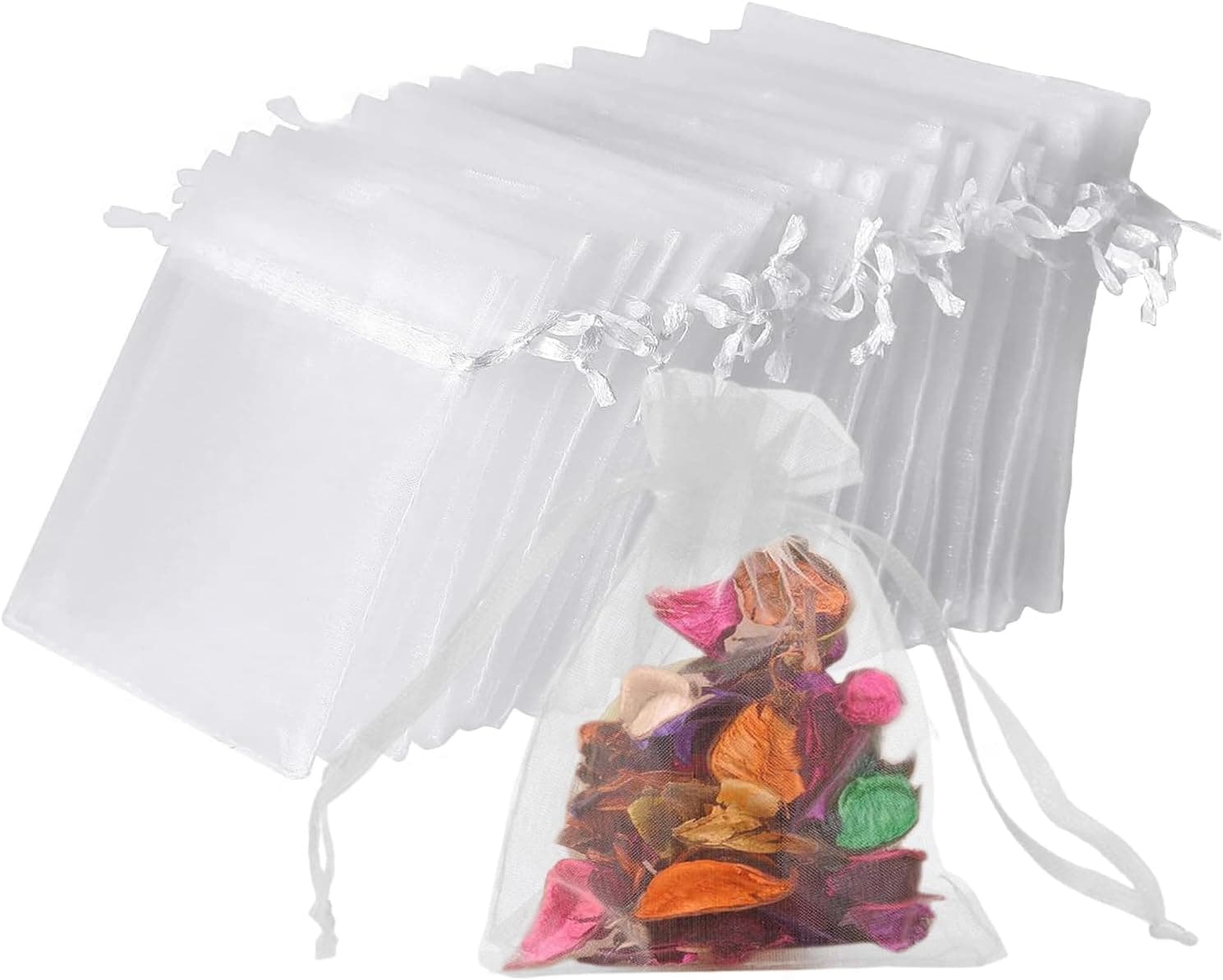 vaolmlop 100 Bolsas De Regalo De Organza,10 * 12 cm,Bolsitas Regalo,Color Blanco,Para Joyas,Festivales,Bodas Favores Y Dulce