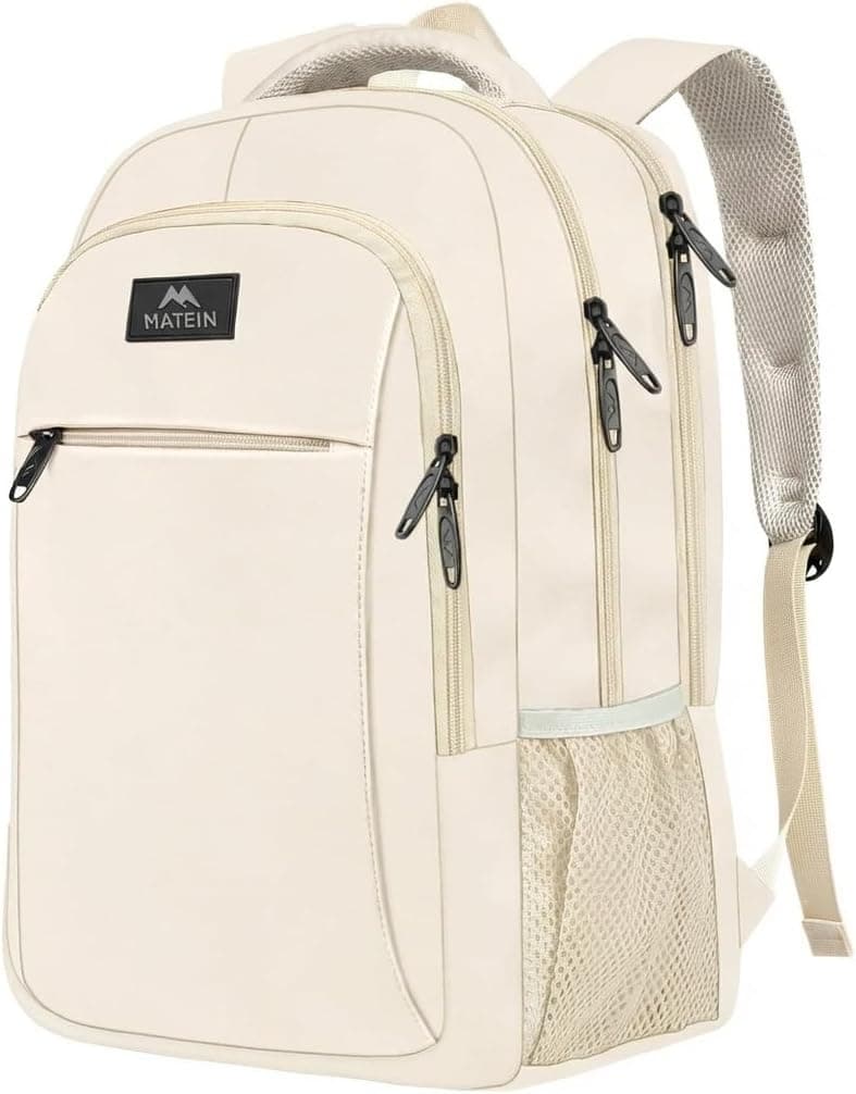 MATEIN Mochila Portatil 15.6, Mochila Ordenador Portatil Mujer, Beige