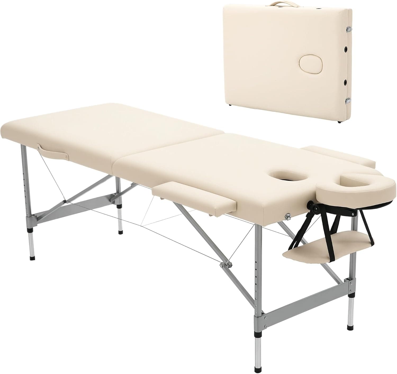 HOMCOM Camilla de Masaje Plegable Altura Ajustable 185x70x58-82 cm Beige