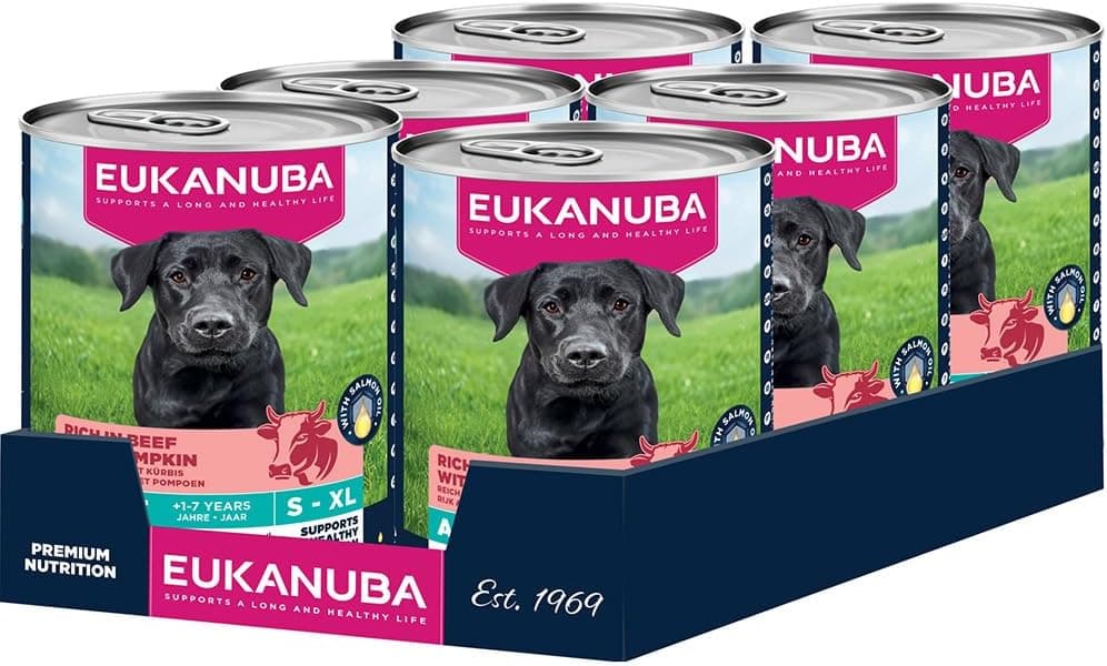 EUKANUBA Alimento Húmedo Perros Adultos, Vacuno y Calabaza, 6x400g