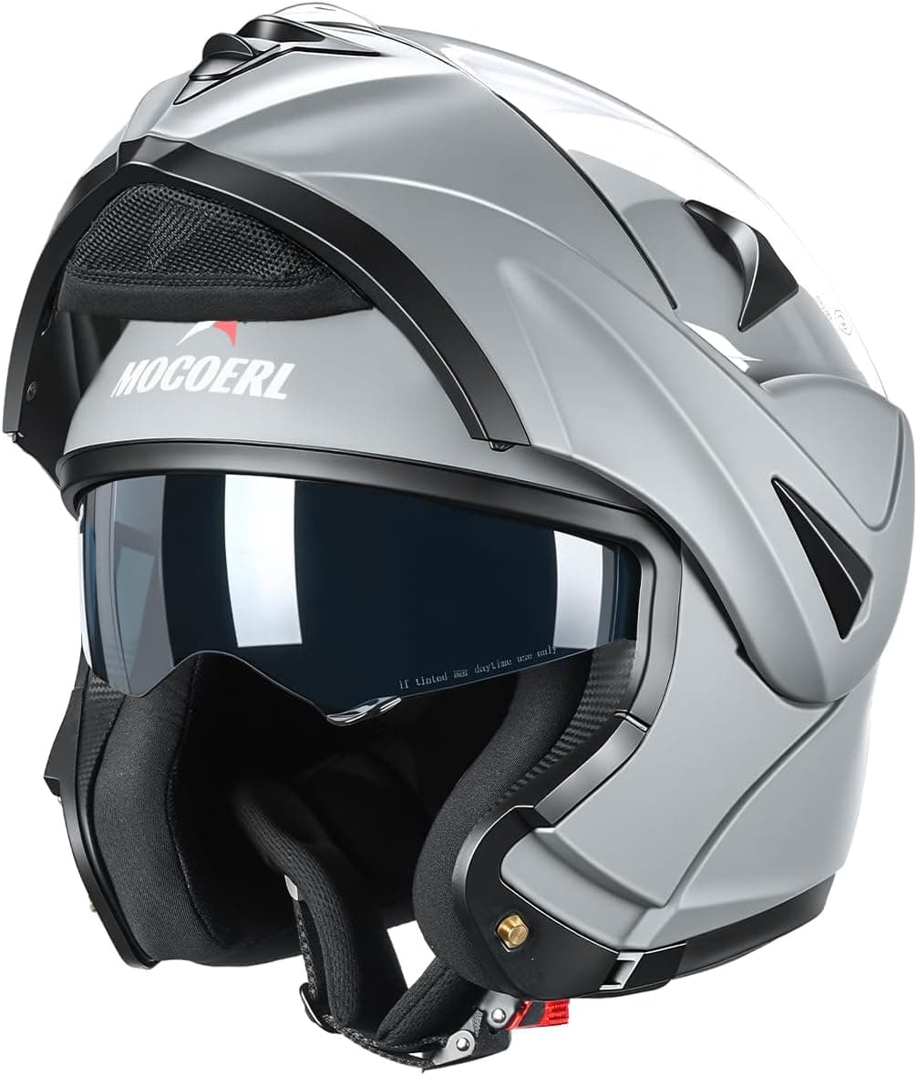 MOCOERL Casco Moto Modular Hombre y Mujer con Viseras Dobles, Casco Integral Moto Flip-Up Convertible , Certificado ECE 2206, Cómodo S-XXL