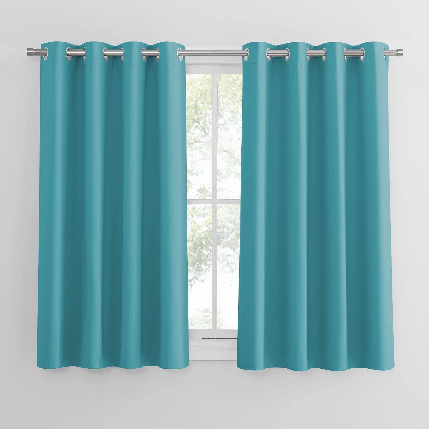 PONY DANCE Cortinas Opacas Cortas para Ventanas 2 Piezas,Azul Claro