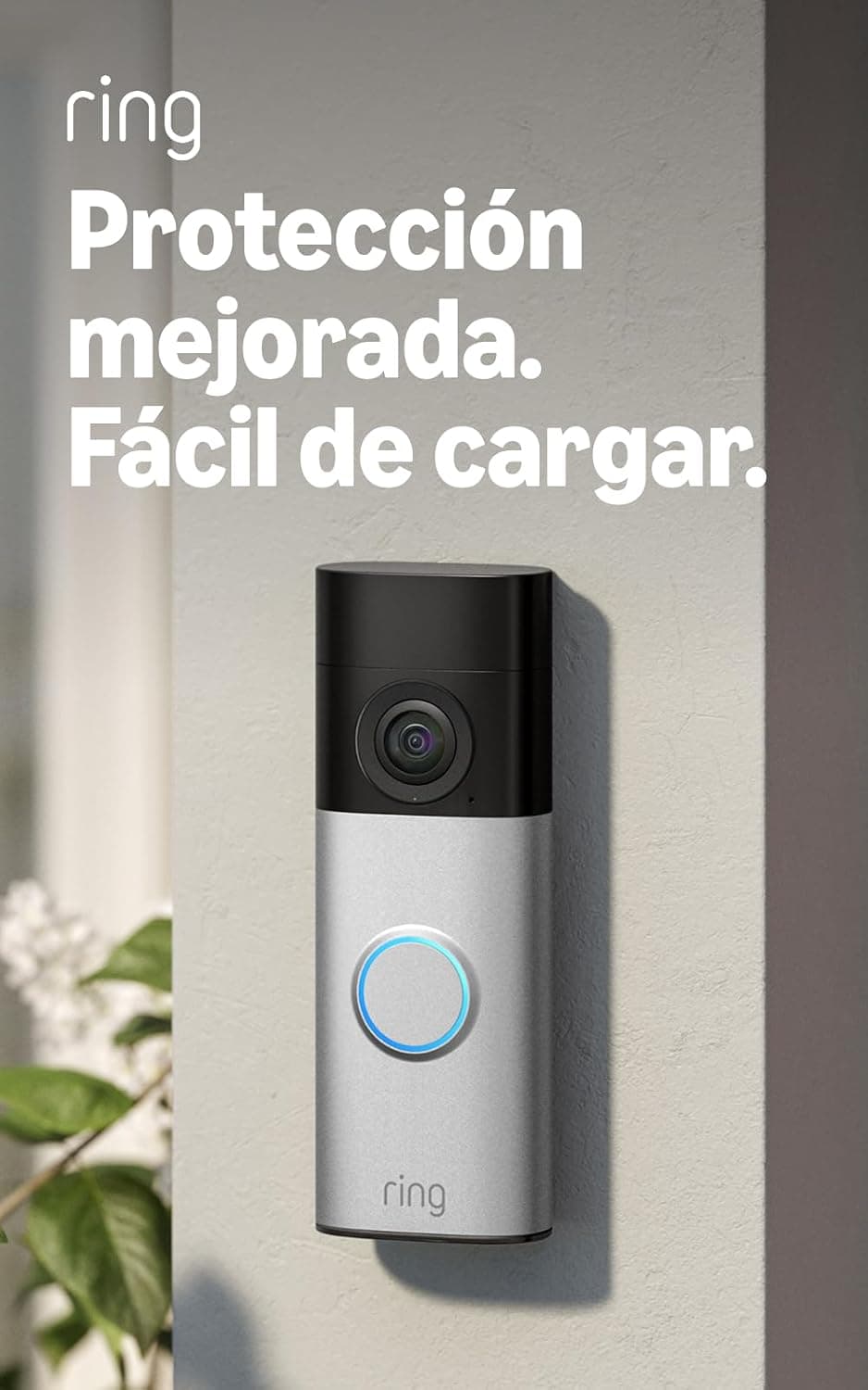 Ring Videotimbre Plus con batería (Battery Video Doorbell Plus) (última gen.), Timbre con cámara, Retinal 2K, Zoom 6x, Batería recargable, Prueba gratuita de 30 días del plan de suscripción Ring