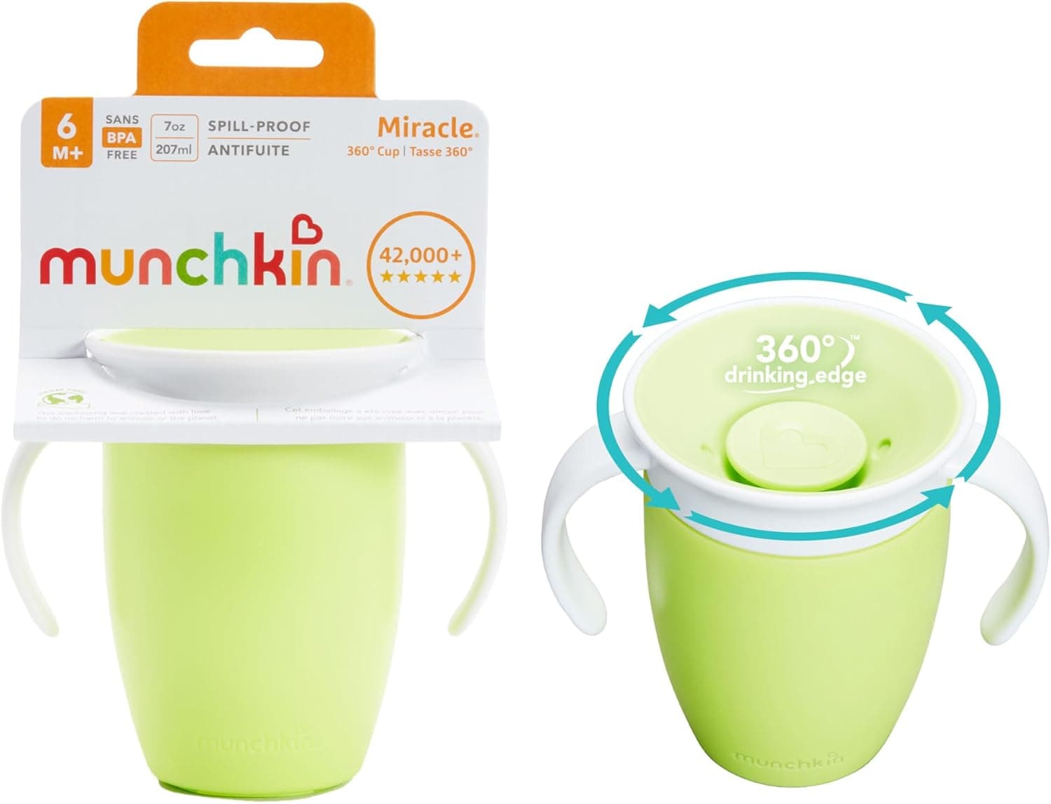 Munchkin 2 Pack Taza Milagro 360 Bebé | 207ml | 6m+ | Verde