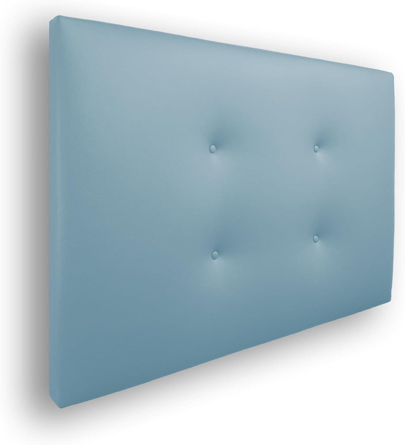 Silcar Home - Cabecero de Cama Carlo 105 Azul Claro - Estructura de Madera, Tapizado en Polipiel, Diseño Moderno con Dos hileras Botones, Fácil Instalación - Polipiel Azul Claro, 105 cm
