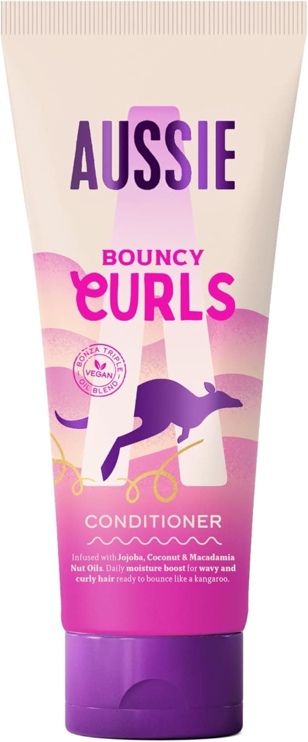 Aussie Acondicionador Hidratante Bouncy Curls | Para Cabello Seco, Ondulado Y Rizado | Aceite De Coco, Jojoba Y Nuez De Macadamia | Fórmula Vegana Sin Maltrato Animal | Hidratación Diaria