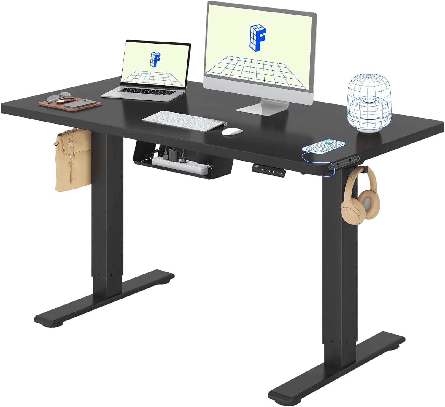 FLEXISPOT Escritorio Elevable Eléctrico 120X60cm con Tablero Entero con 2 Motor, Standing Desk, Mesa Elevable Escritorio de Elevable con 4 Opciones de Memoria Inteligente para Oficina y Hogar(Negro)