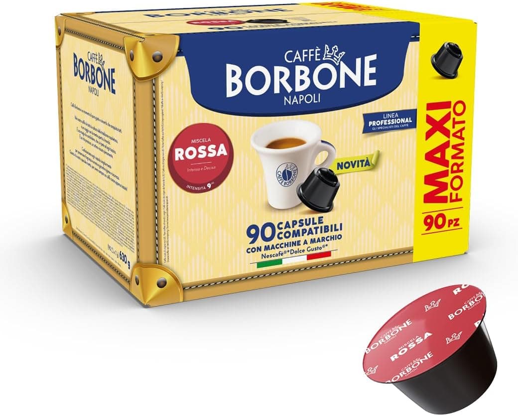 Caffè Borbone Mezcla de Café Roja - 90 Cápsulas - Compatibles con Máquinas de Café Nescafè®* Dolce Gusto®*