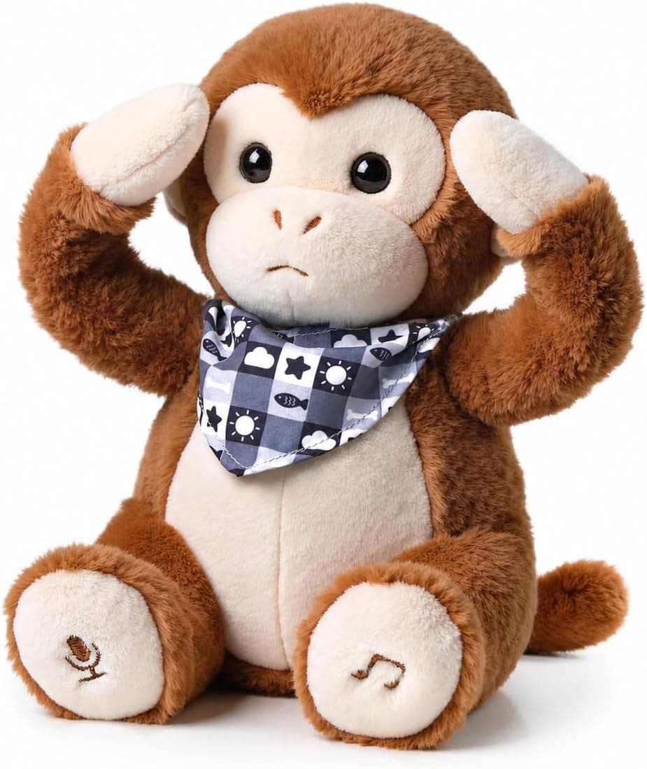 Peluche Mono Interactivo con Música y Función de Voz