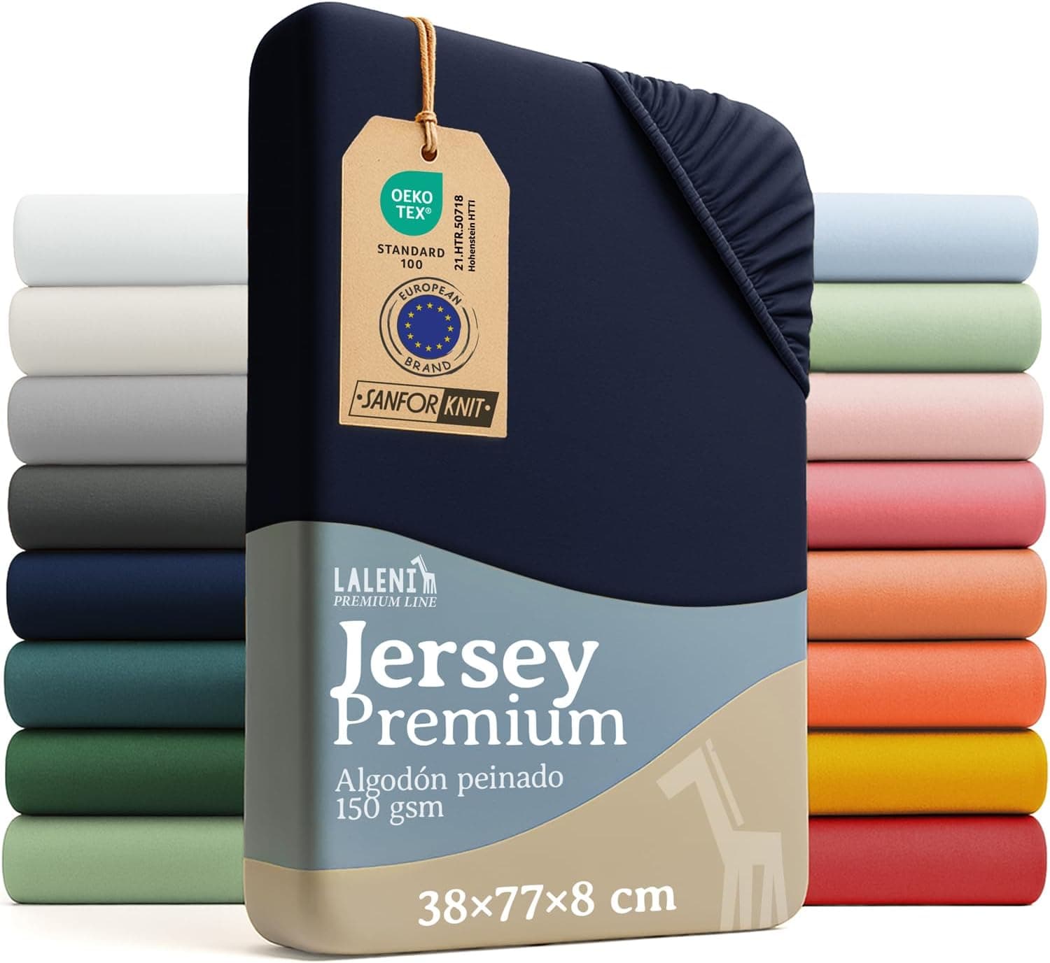 Laleni Premium Sabana Bajera Cuna 38x77 cm Cuna de Bebe - Sabana Bajera Cuna para Cochecito Bebe certificada Oeko-Tex - Sabana Cuna de 100% algodón - sabanas bajeras Cuna - sabanas minicuna - en Azul