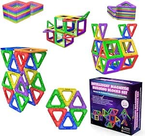 Desire Deluxe Bloques De Construcción Magnéticos – Juguete Educativo Stem con Tuiles Magnéticas para Niños, Aprendizaje Creativo Montessori Sensorial para Niños Y Niñas Desde 3 Años – 30 Piezas