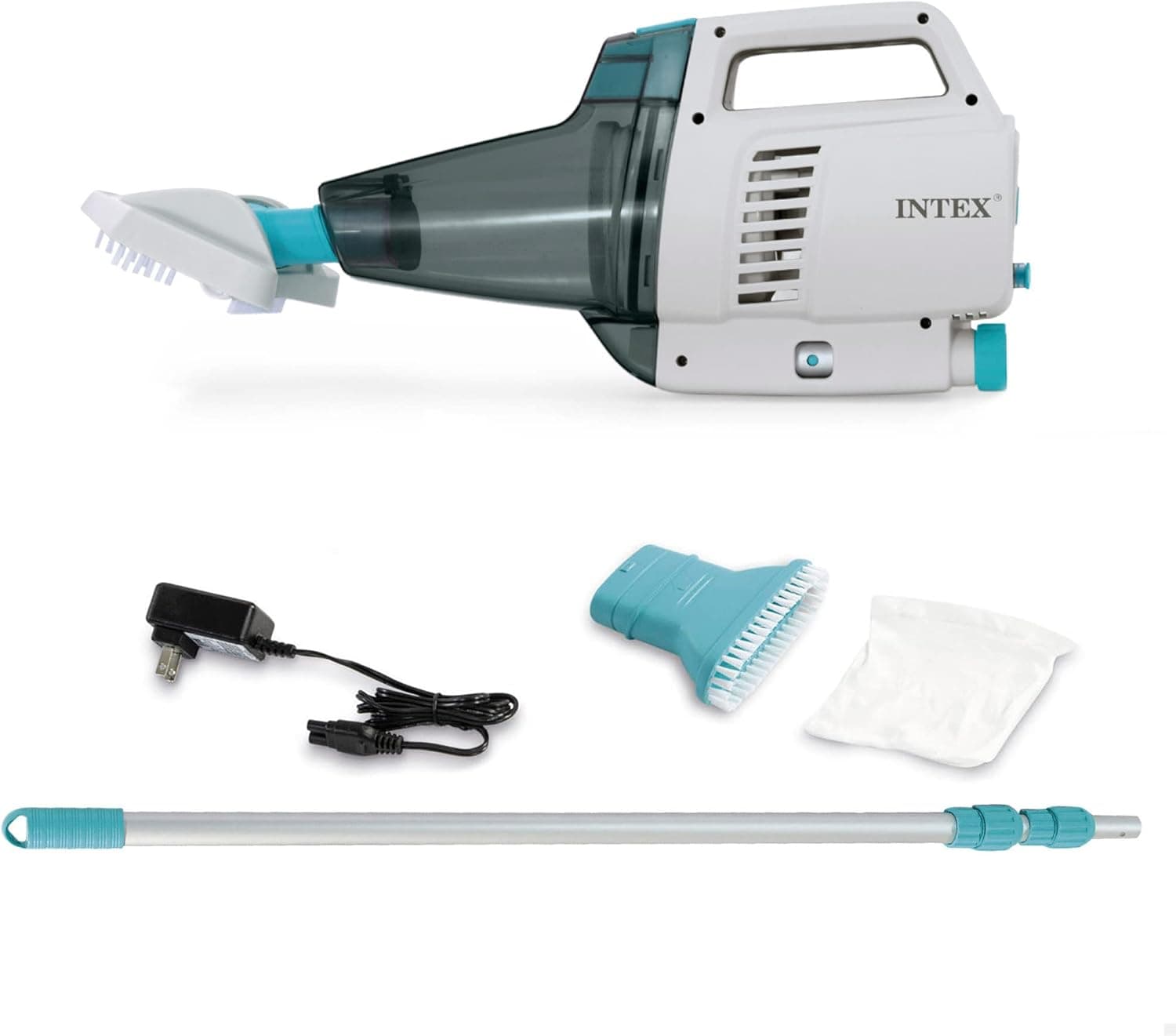 Intex 55253 Aspiradora Manual Recargable, para Piscina, Limpiafondos Piscina, Batería Recargable con hasta 100 Minutos de Autonomía, Largo de 280 cm, Aspirador Piscina