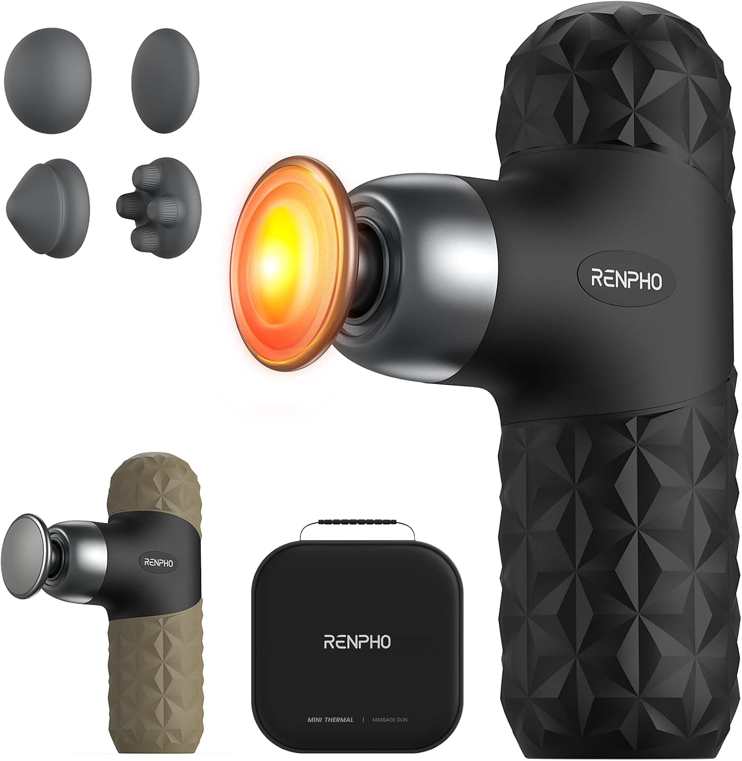 RENPHO Mini Pistola de masaje con calor, carcasa silicona portátil