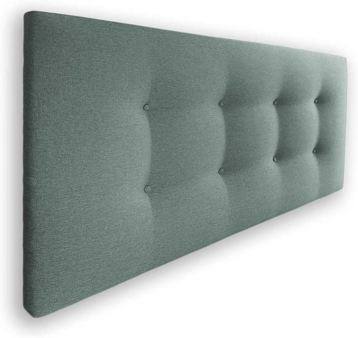 Silcar Home - Cabecero de Cama Carlo 160 Tejido Azul Turquesa - Estructura de Madera, Tapizado en Polipiel, Diseño Moderno con Dos hileras Botones, Fácil Instalación - Tela Azul Turquesa, 160 cm
