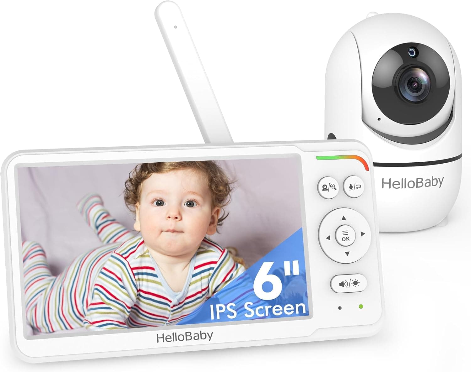 HelloBaby HB6560 Cámara Vigilancia Bebé sin WiFi,pantalla IPS de 6",PTZ,30h
