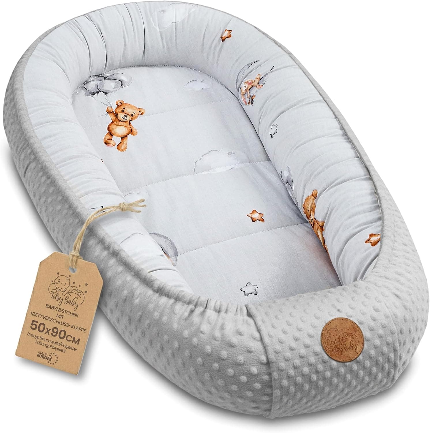 Totsy Baby Nido bebé recién Nacido 90x50 cm - Reductor Cuna Cuco de colecho Minky Winter cálido Capullo Ideal para moisés, góndola y Viaje Ositos de Peluche