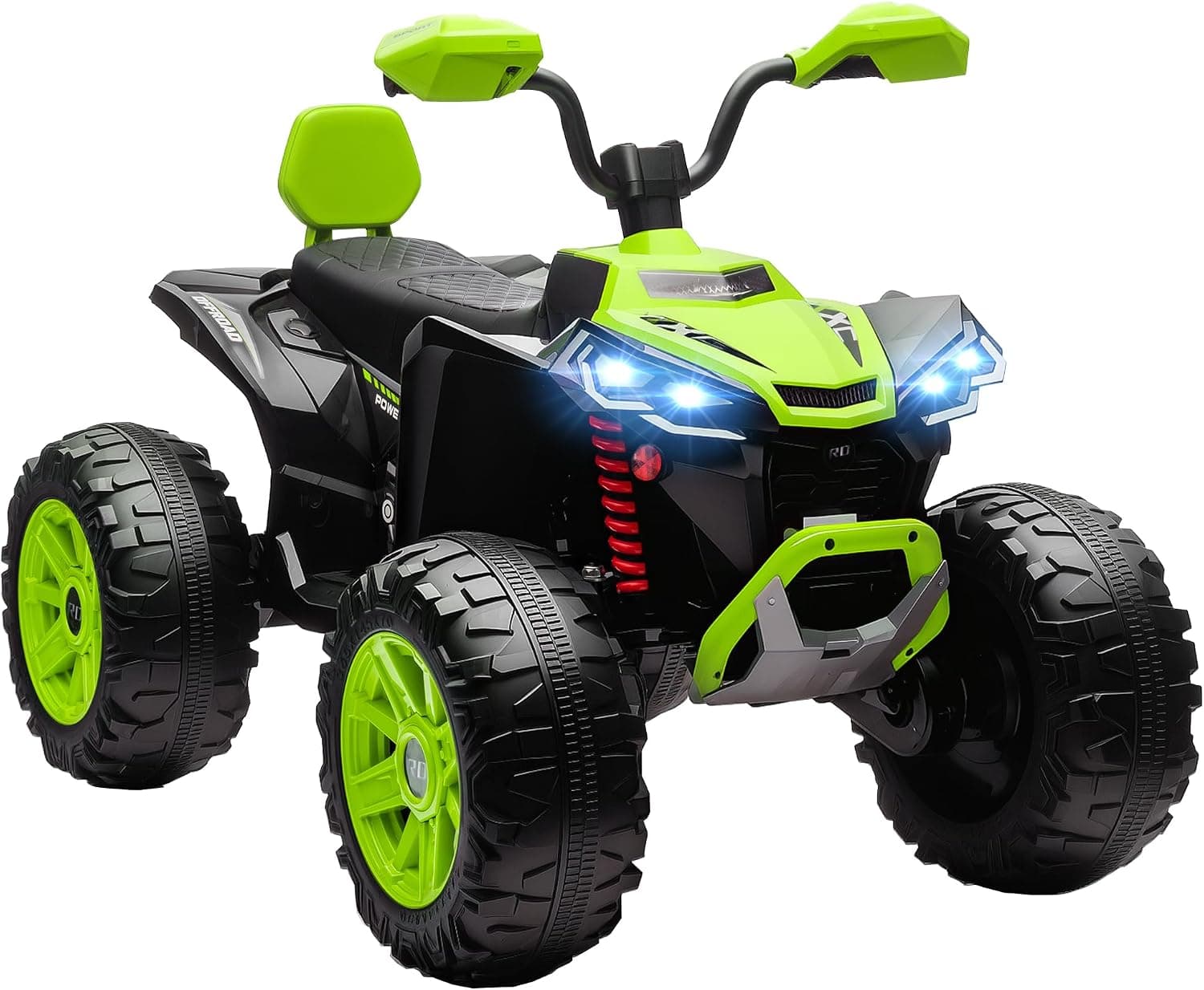 AIYAPLAY Quad Eléctrico para Niños 24V 3-8 Años 2 Plazas 2 Motores Verde