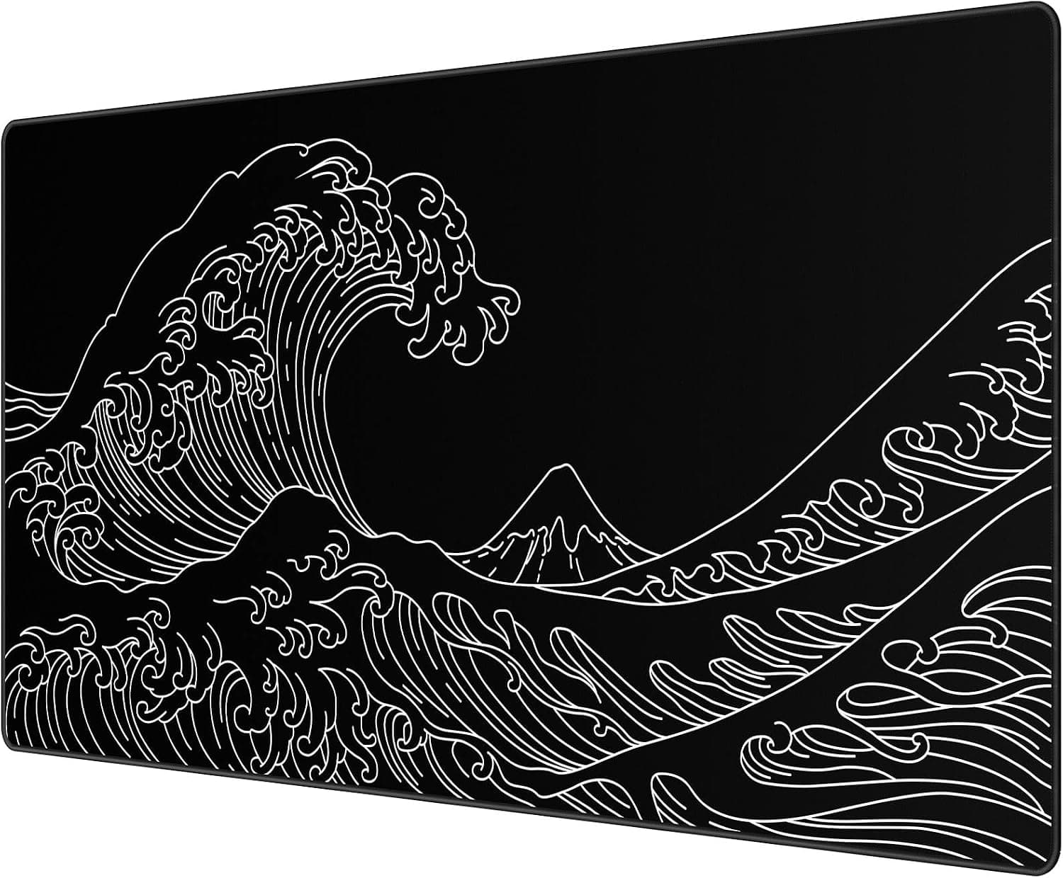 JIALONG - Alfombrilla de ratón para juegos XXL Speed (900 x 400 mm), color negro, XXL, para el escritorio, diseño de onda marina, impermeable, antideslizante, para ordenador, PC y ordenador portátil