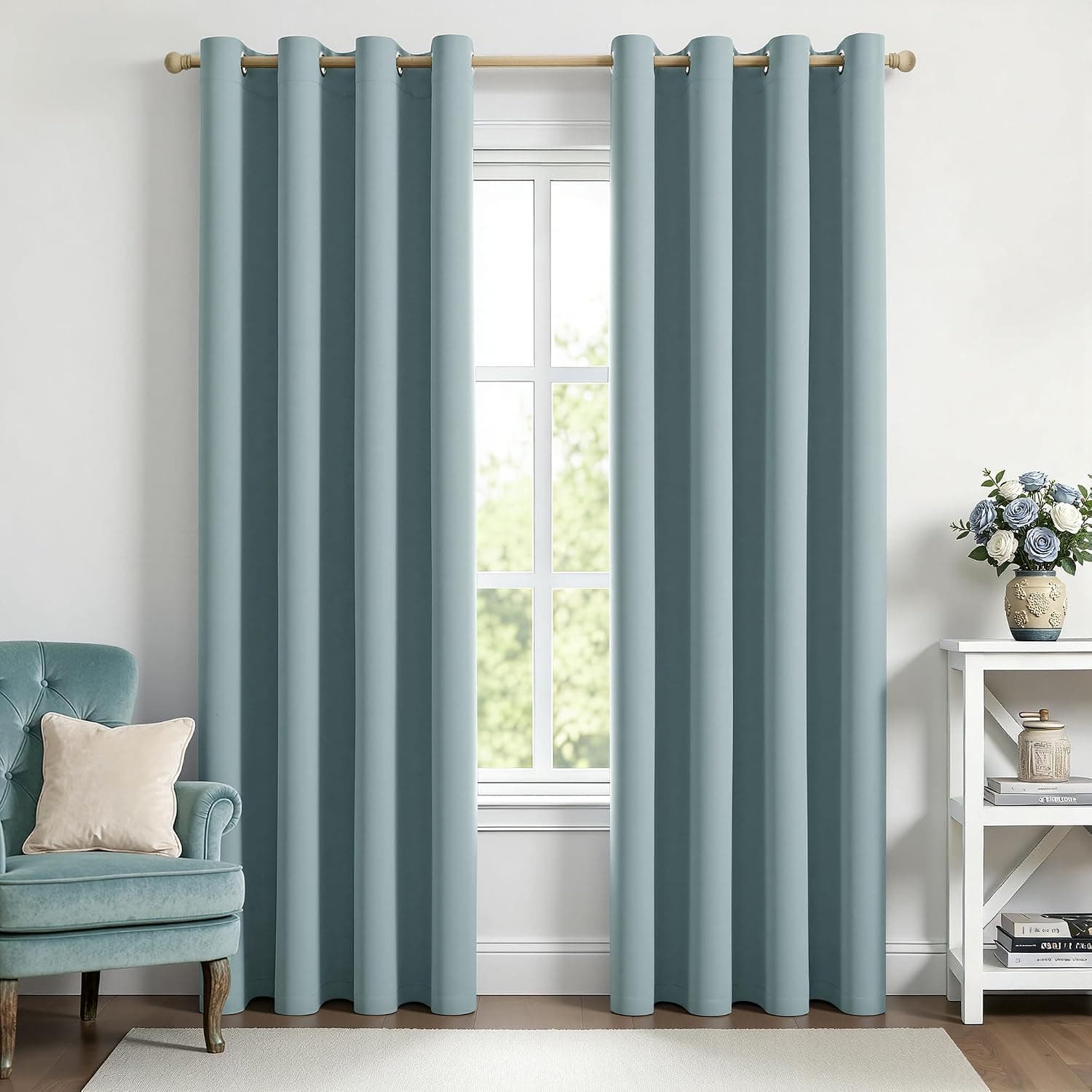 MIULEE Cortinas Opacas Termicas Salon Dormitorio 2Pz 140x225cm Azul Gris