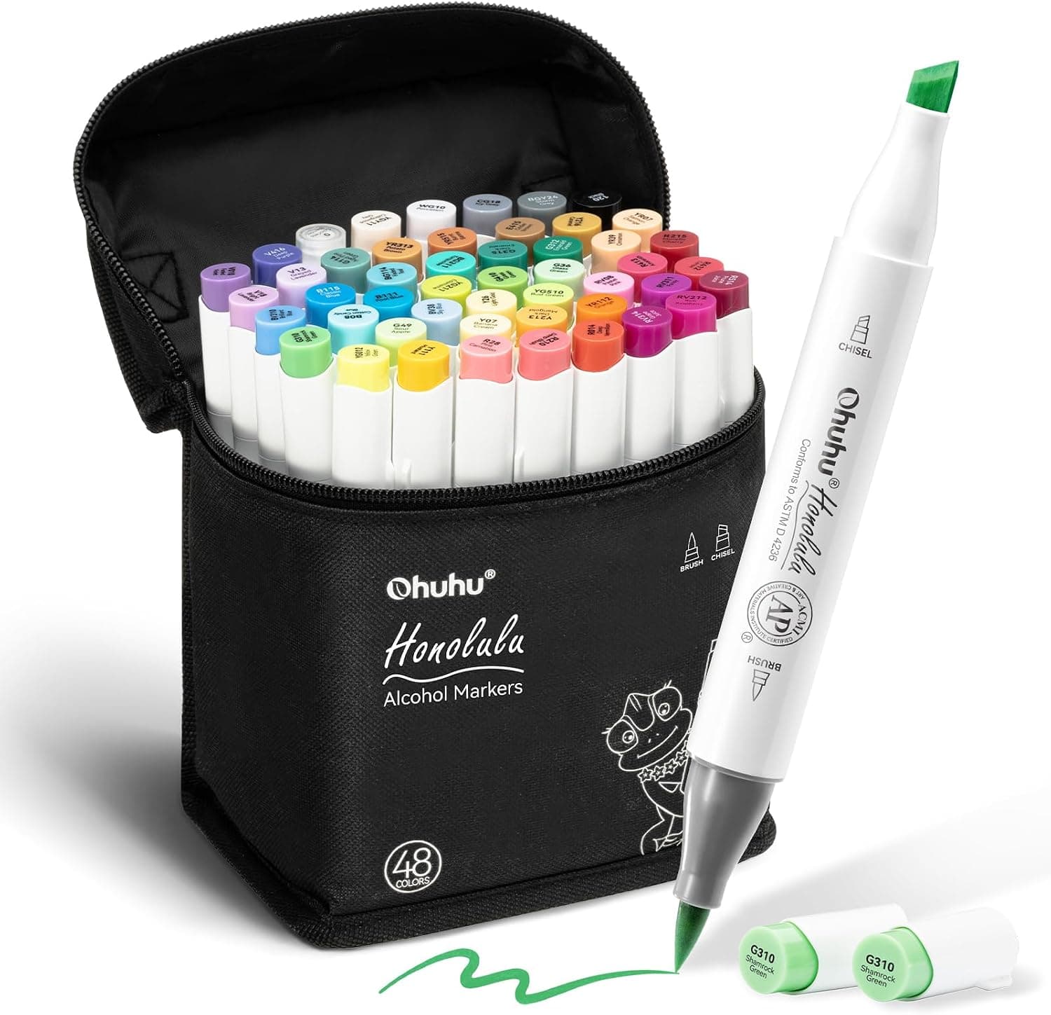 Ohuhu Rotuladores Alcohol 48 Pincel & Cincel para Colorear Adultos