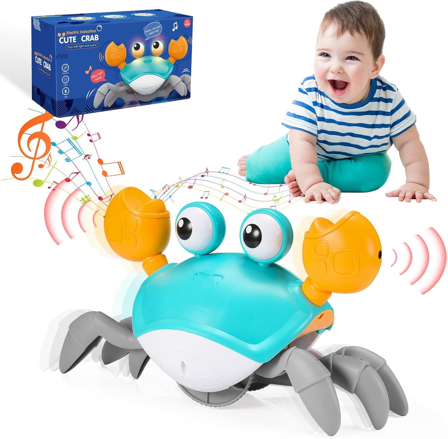 iKidiki Cangrejo Juguete Bebe, Juguetes Niños 1 2 3 4 Años Cangrejo Tummy Time Bebe Regalo Niño 1-4 Años Juguetes para Bebes de 6 a 12 Meses Regalos Cumpleaños Niños Juegos Educativos Niños 1-4 Años