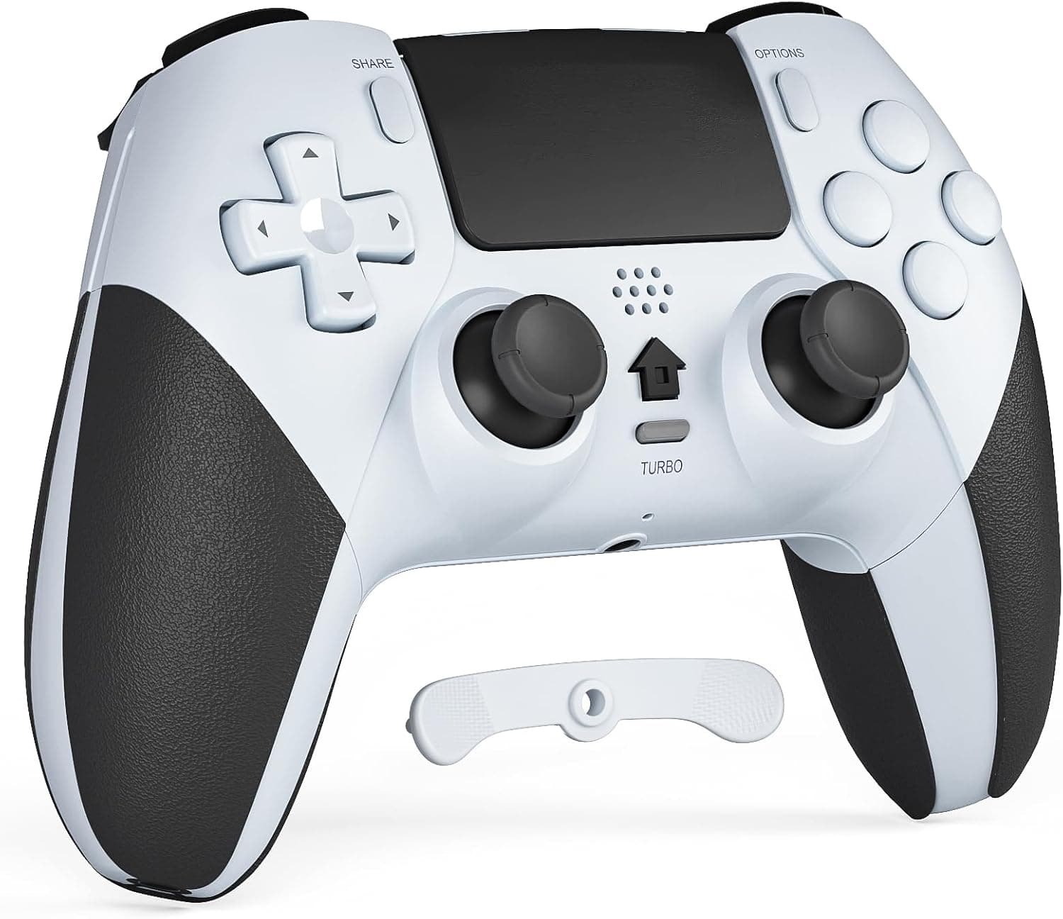 CHEREEKI Mando Inalámbrico para PS4/Pro/Slim con Doble Vibración, Giroscópico, Turbo, Touchpad y Conector de Audio, Blanco