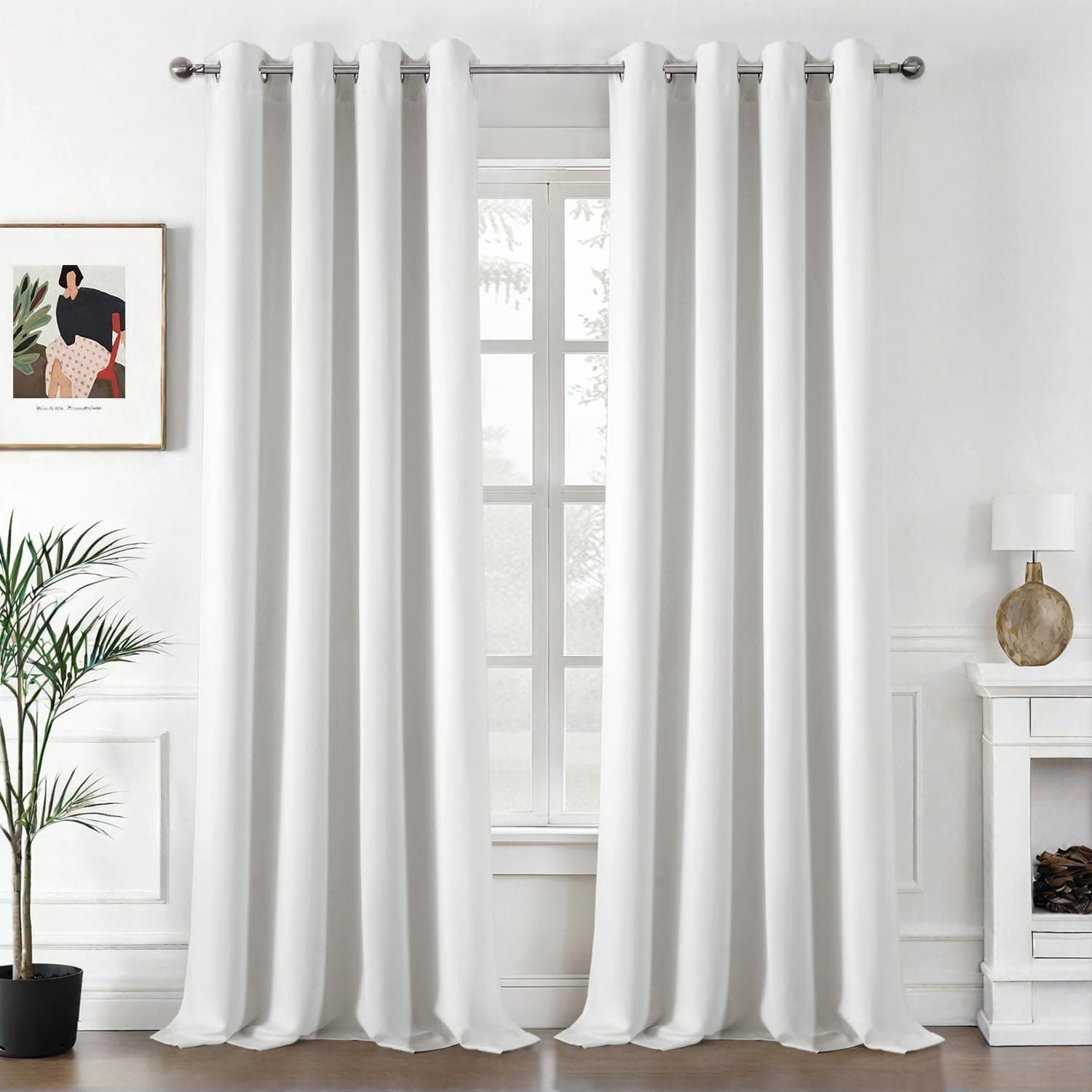 MIULEE Cortinas Opacas Termicas Salon Dormitorio 2Pz 140x260cm Blanco