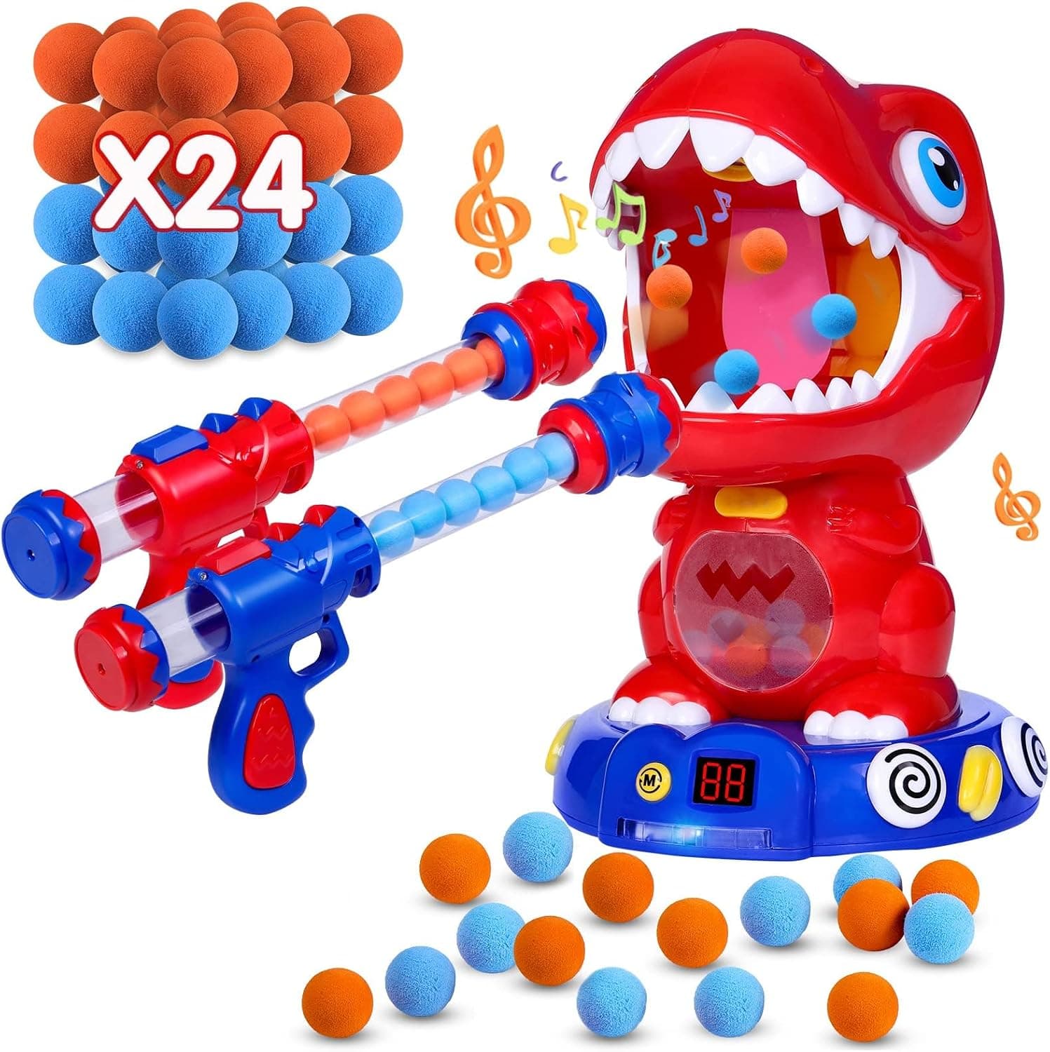 Dinosaurios Juego de Tiro, Juguetes Pistola Juego de Tiro al Blanco Móvil para Niños 5 6 7 8 9 10+Años Juegos de Jardín al Aire Libre con 2pcs Popper Pistola para Niños Cumpleaños