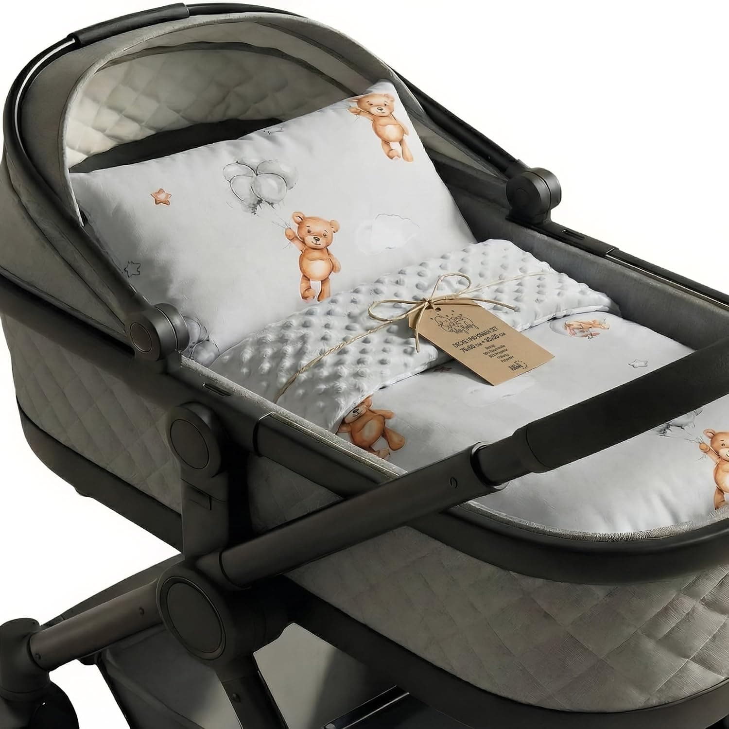 Totsy Baby Manta Bebe Polar Manta de Invierno 75x60 cm + 35x30 cm Invierno Doble Cara – Minky algodón calentita Suave Mimosa Infantil recién Nacido – Manta Cuna Carrito Oeko-Tex Ositos de Peluche