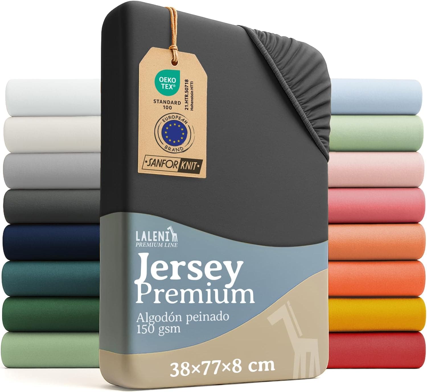 Laleni Premium Sabana Bajera Cuna 38x77 cm Cuna de Bebe - Sabana Bajera Cuna para Cochecito Bebe certificada Oeko-Tex - Sabana Cuna de 100% algodón - sabanas bajeras Cuna - Ropa de Cuna - Antracita