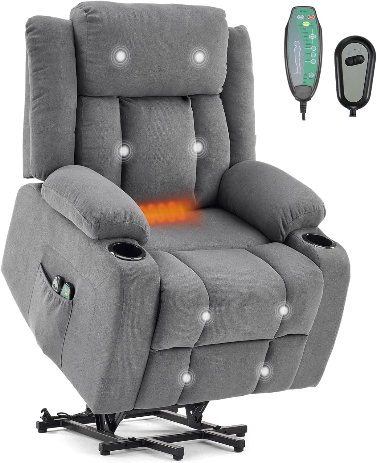 LEADZM Sillón Relax Reclinable Eléctrico Levanta Personas, Sillón Elevador, con función de Masaje por vibración y calefacción Gris Oscuro
