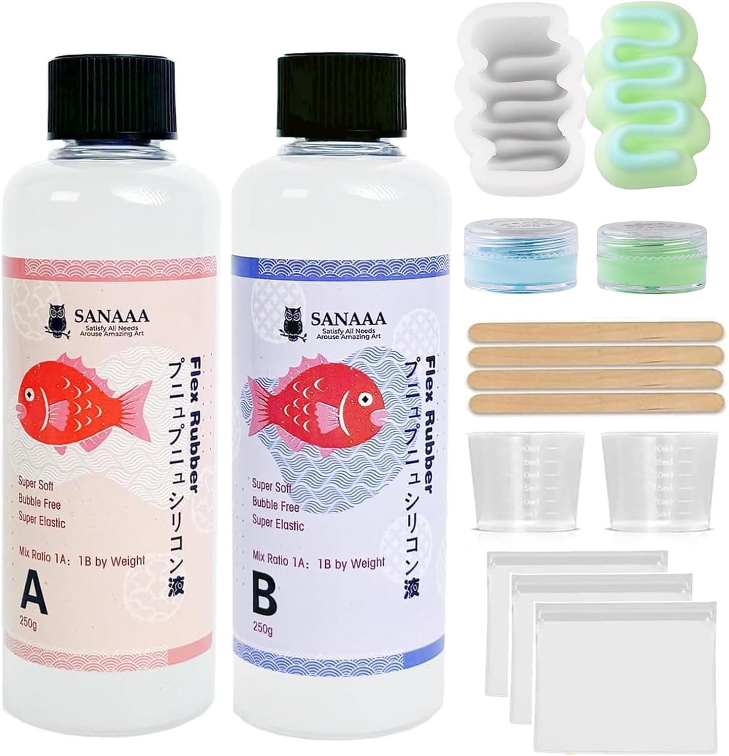 SANAAA Silicona líquidapara Squishy Maker, kits para hacer caucho de silicona súper suave, mezcla de proporción AB 1:1 para Taba Squishy, regalo de descompresión DIY Juego de Barrita de Nata (500g